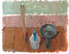 Hatchet, Spray Bottle, Pan